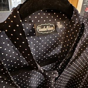 Polka dot VooDoo Vixen button up short sleeve blouse